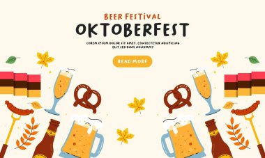 Oktoberfest Afiş El Bira, Pretzel ve Sosis Kutlaması