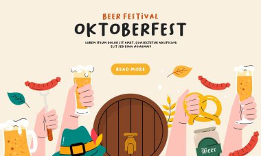 Oktoberfest Afiş El Bira, Pretzel ve Sosis Kutlaması