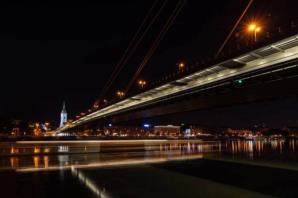 Bratislava Nachts Donau Snp Brug Slowakije — Stockfoto