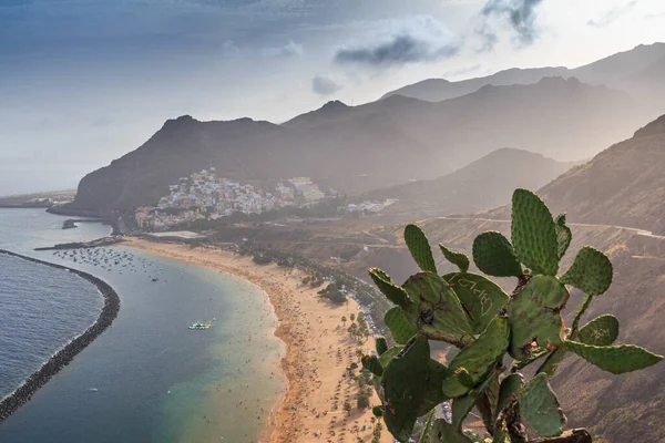 Ünlü sahil ve okyanus manzarası Playa de las Teresitas, Tenerife, Kanarya Adaları, İspanya