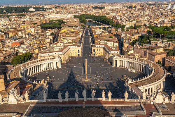 Plac Piotra Piazza San Pietro Watykanie Włochy Widok Kopuły Bazyliki — Zdjęcie stockowe