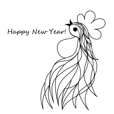 Bir horozun çiziminin çizgileri