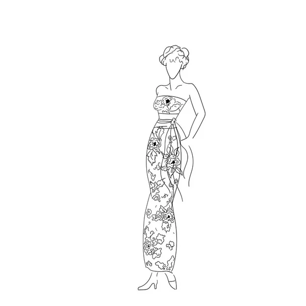 Vrouw in designer kleding — Stockvector