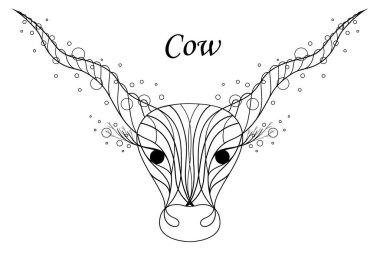Boğa kafasının vektör çizimi, bir inek.
