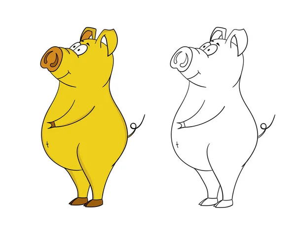 Desenho de porco dos desenhos animados — Vetor de Stock