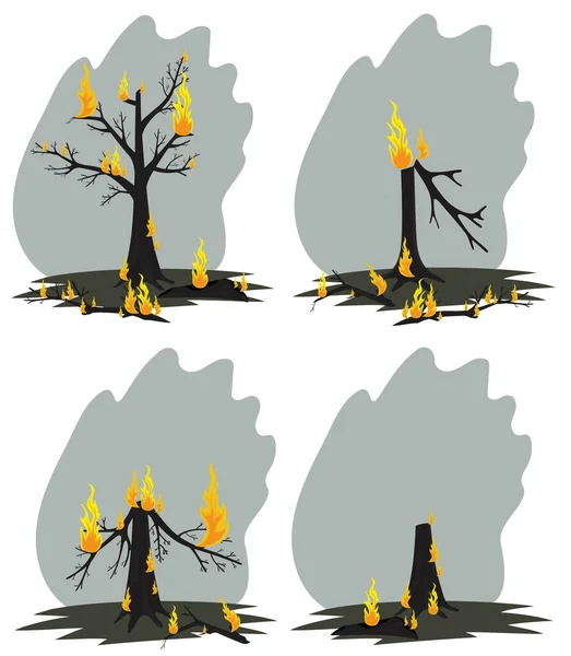 Иллюстрация сгоревших дров. — стоковый вектор
