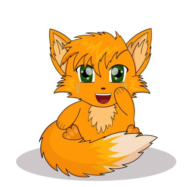 Çıkartmalı tilki gülüyor ve ağlıyor