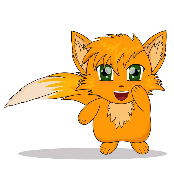 Anime mutluluk tilkisi. Çıkartmalı tilki gülüyor.