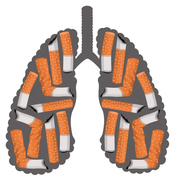 Humana lungor och cigarettfimpar. — Stock vektor