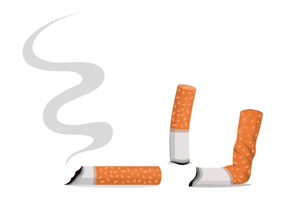 Sigarettenpeuken, sigarettenrook — Stockvector