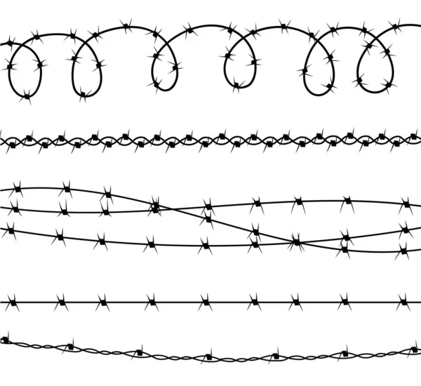 有刺鉄線シルエット — ストックベクタ