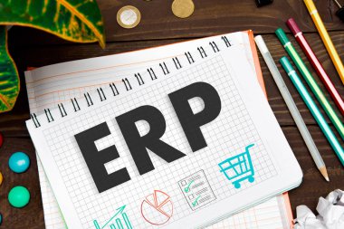  araçları ile ofis masasına Erp notlar. Elemanlarla kavram