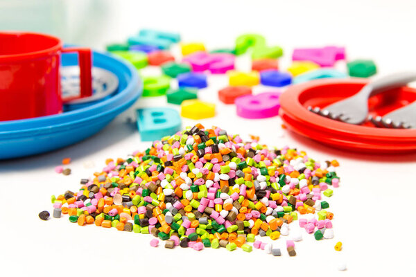 Plastic granules and children's toys made of plastic , polyethyl