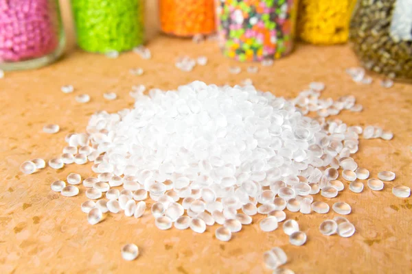 Plastic pellets. Polyethylene granules. Plastic Raw material  PE — Stock Photo, Image