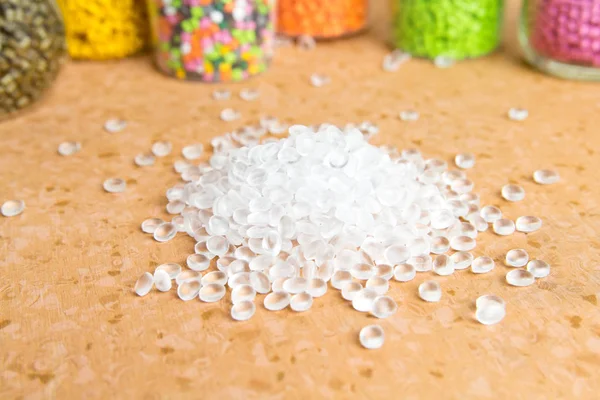 Plastic pellets. Polyethylene granules. Plastic Raw material  PE — Stock Photo, Image