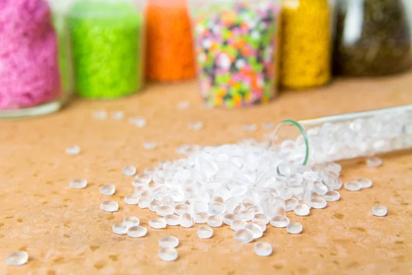 Plastic pellets. Polyethylene granules. Plastic Raw material  PE — Stock Photo, Image