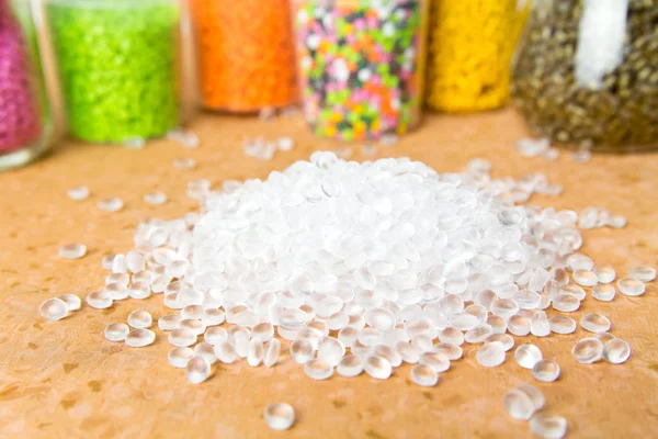 Plastic pellets. Polyethylene granules. Plastic Raw material  PE — Stock Photo, Image