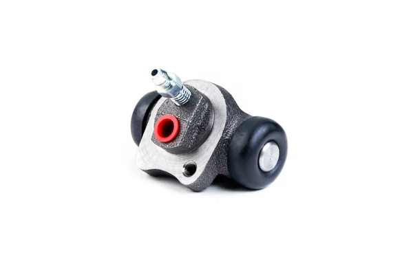 Brake cylinder, drum brake system on white background. Auto part