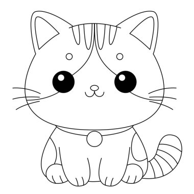 Sevimli kedi boyama sayfası. Çocuklar için kedi boyama kitabı 