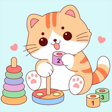 Şirin kediler yapboz çizimi yapıyorlar.