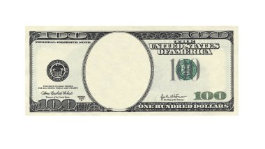 Yüz dolar bill üzerinde beyaz izole yüzü ile