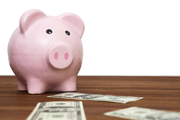 Piggy Bank Dollars Concept Road Success — Stock Photo, Image