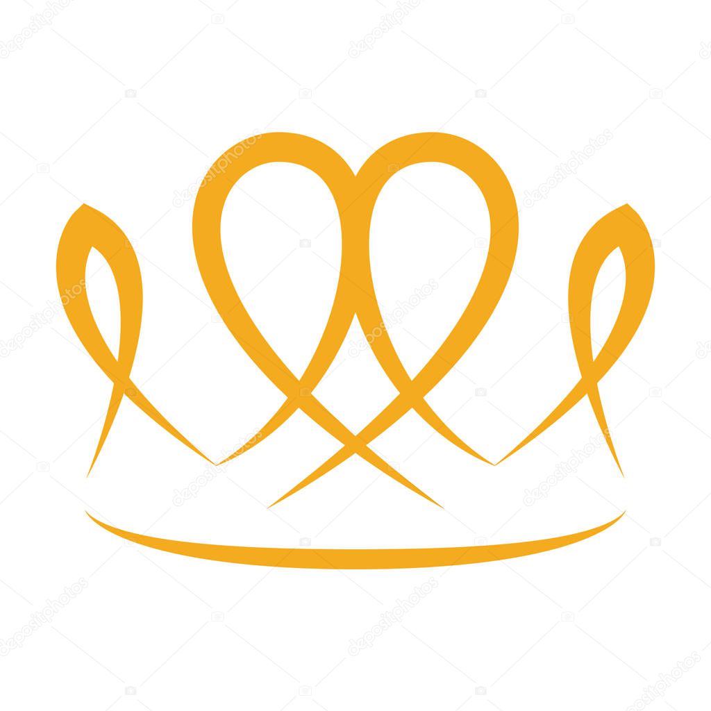 Creative crown concept logo design template. Princess royalty crown with heart