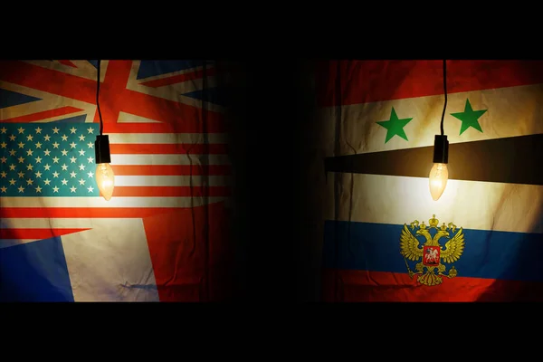 시리아와 러시아의 플래그 프랑스의 — 스톡 사진