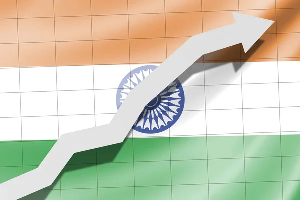 Стрелка Вверх Флаге Индии Качестве Фона — стоковое фото