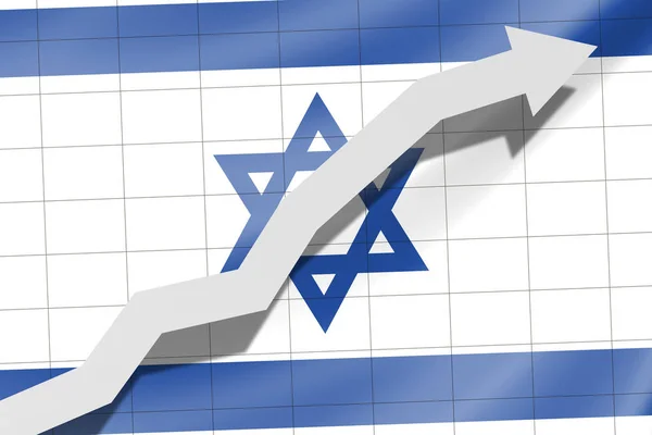 Seta Para Cima Bandeira Israel Como Fundo — Fotografia de Stock