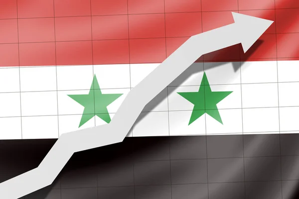 배경으로 시리아의 국기에 화살표 — 스톡 사진