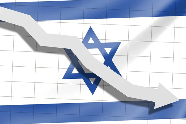 Seta Cai Fundo Bandeira Israel — Fotografia de Stock