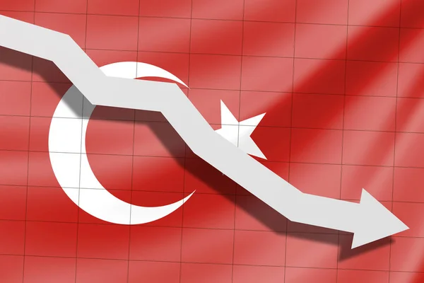 Seta Cai Fundo Bandeira Turquia — Fotografia de Stock