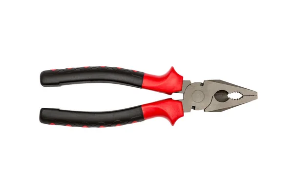 Pliers Red Black Color White Background Top View Pliers Isolated — Stock Photo, Image