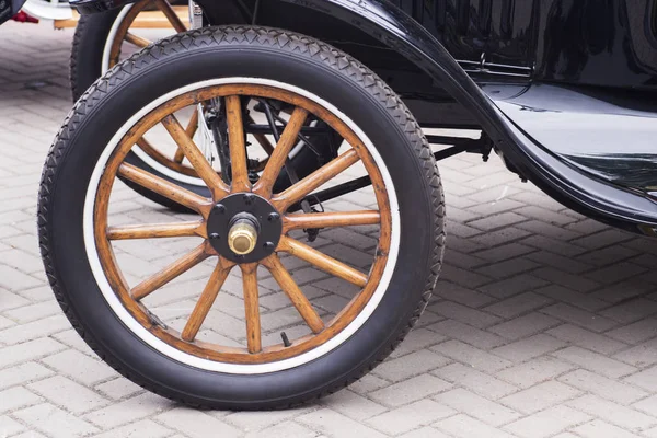 Black vintage rarity car. Vintage Car wheels - classic vehicle