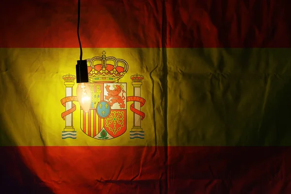 Vlag Van Spanje Verlicht Door Een Lamp — Stockfoto