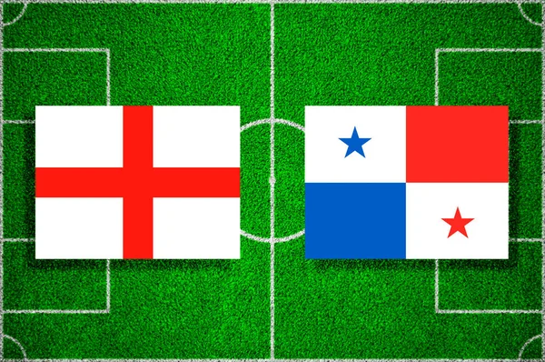 England - futbol sahasına Panama bayrak. Futbol maçı