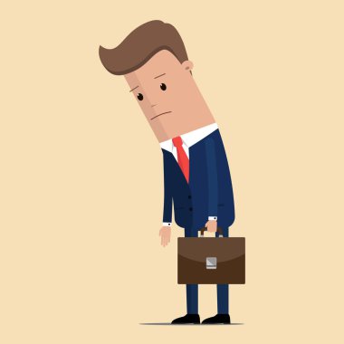 Üzgün işadamı durumda. İşadamı üzgün yorgun hayal kırıklığına kavramı. Vektör çizim