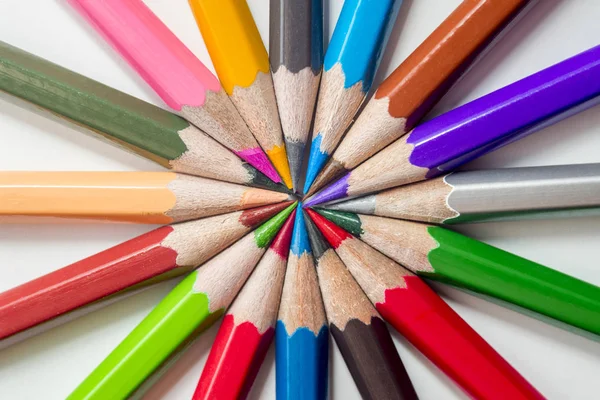 Nombreux Crayons Couleur Différents Sur Fond Blanc Crayons Couleur Dans — Photo