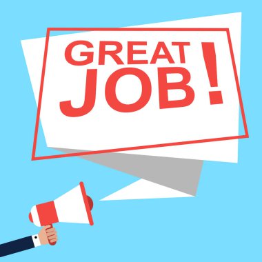 İleti büyük iş ile megafon. Hoparlör büyük iş kelime. vektör çizim