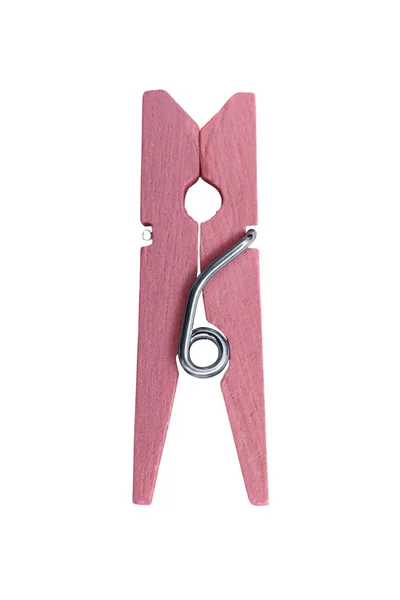 Pink Wooden Clip Isolated White Background Close Clothes Peg White — Stock Photo, Image