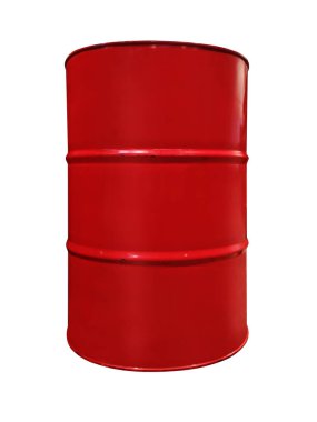 Kırmızı renk metal petrol varil, beyaz arka plan üzerinde izole. Beyaz arka plan üzerinde izole kırmızı metal petrol davul. Siyah altın. Petrol varil