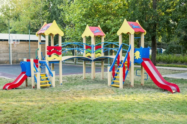 Färgglad Lekplats Gården Parken Lekplats Parken Lekplats Leksak Set Offentlig — Stockfoto