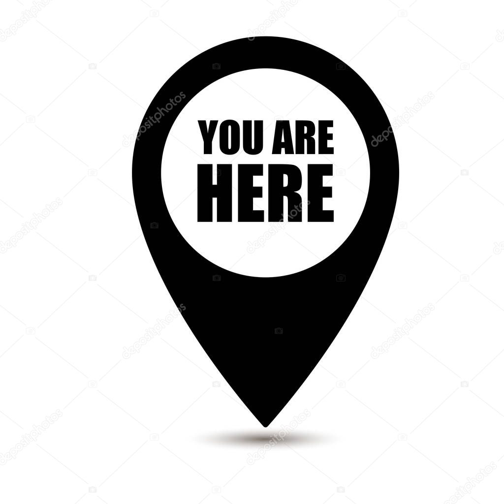 You are here icon. Map pointer icons. Marker location icon with you are here. Map pin icon with you are here