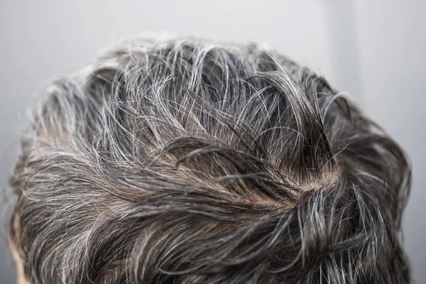 Cabeza Hombre Con Peinado Con Pelo Gris Cabello Gris Adulto — Foto de Stock