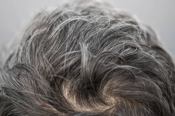 Cabeza Hombre Con Peinado Con Pelo Gris Cabello Gris Adulto — Foto de Stock