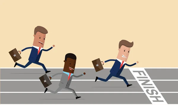 Businessmen Running Finish Running Track Business Goal Concept Race Businessmen — Stock Vector
