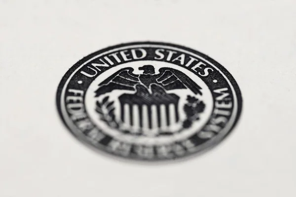 Close-up of United States Federal Reserve System symbol. United States Federal Reserve System symbol