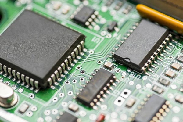 Computer Motherboard Chip Close Integrated Circuit Electronic Circuit Board Close — Stock Photo, Image