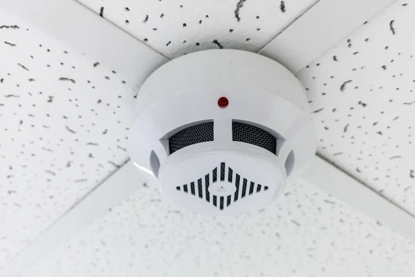 Modern Smoke Sensor Hanging Ceiling Temperature Gage Circular Wall Wall — Stock Photo, Image